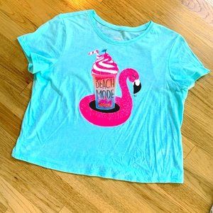 JUSTICE - Glittery Pink Flamingo Float Top - 18/20
